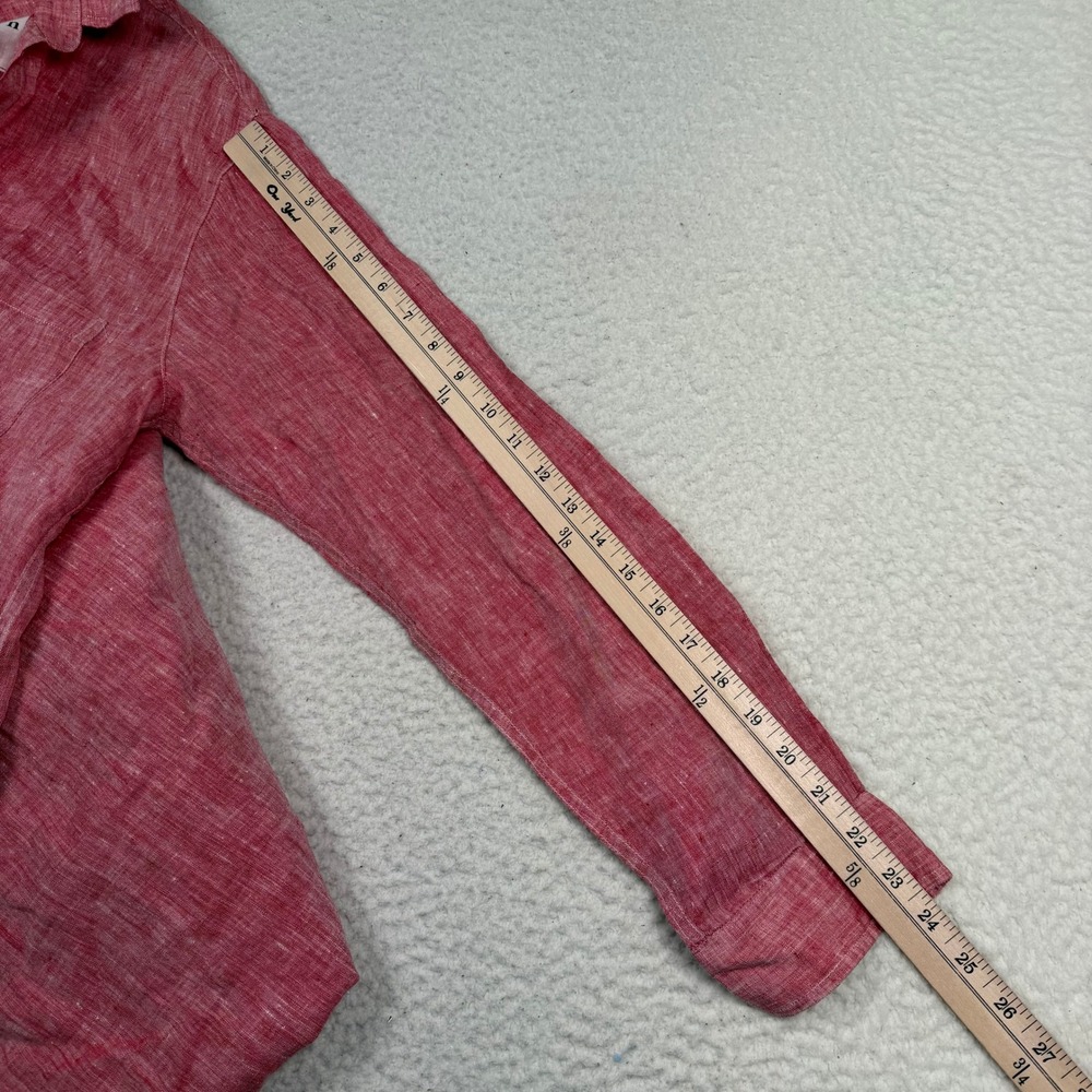 Frank Eileen Rory Maxi Dress Medium Red Linen Button Front Long Sleeve Lagenlook - Picture 8 of 12